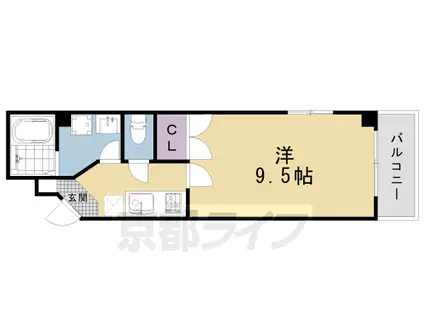山陰本線 二条駅 徒歩7分 3階建 築19年(1K/2階)の間取り写真