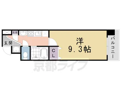 京都市東西線 二条城前駅 徒歩7分 6階建 築15年(1K/6階)の間取り写真