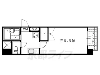 京都市烏丸線 烏丸御池駅 徒歩8分 5階建 築30年(1K/3階)の間取り写真