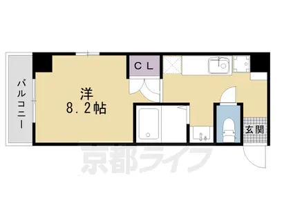 山陰本線 二条駅 徒歩3分 10階建 築18年(1K/3階)の間取り写真
