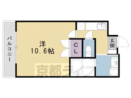 山陰本線 二条駅 徒歩3分 10階建 築18年(1K/4階)の間取り写真