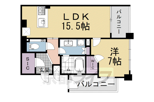 京都市烏丸線 四条駅(京都市営) 徒歩4分 10階建 築16年(1LDK/4階)の間取り写真