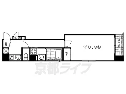 ベラジオ祇園鴨川(1K/4階)の間取り写真