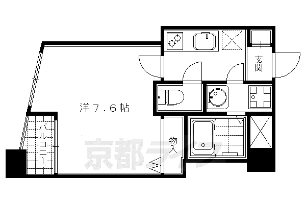 京阪電気鉄道京阪線 祇園四条駅 徒歩2分 4階建 築16年(1K/3階)の間取り写真