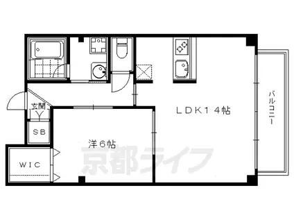 京都市烏丸線 四条駅(京都市営) 徒歩4分 5階建 築15年(1LDK/2階)の間取り写真