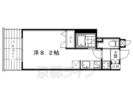 阪急電鉄京都線 大宮駅(京都) 徒歩9分 9階建 築15年(ワンルーム/6階)の間取り写真