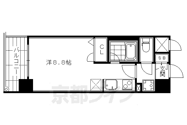 阪急電鉄京都線 大宮駅(京都) 徒歩9分 9階建 築15年(ワンルーム/4階)の間取り写真