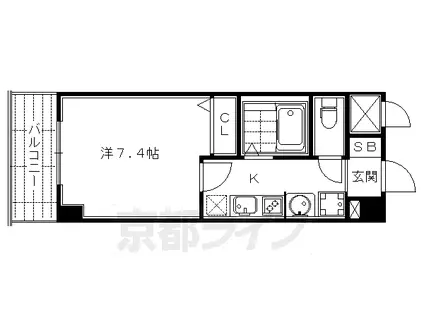 京都市東西線 二条駅 徒歩2分 4階建 築15年(1K/2階)の間取り写真