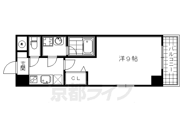 京都市烏丸線 四条駅(京都市営) 徒歩2分 5階建 築15年(1K/3階)の間取り写真