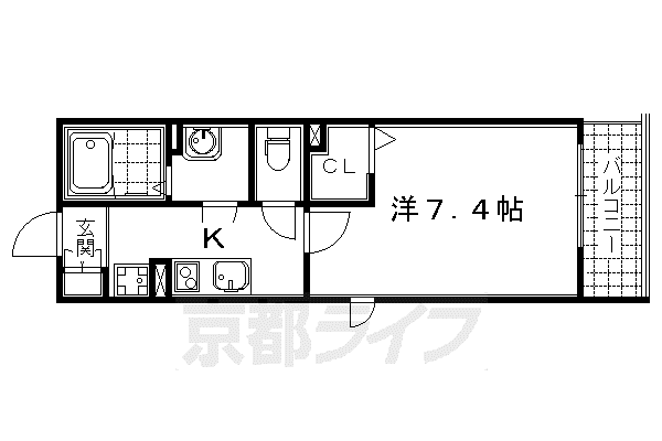 京都市烏丸線 四条駅(京都市営) 徒歩7分 3階建 築15年(1K/2階)の間取り写真