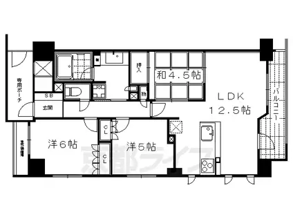 京都市烏丸線 四条駅(京都市営) 徒歩3分 10階建 築14年(3LDK/2階)の間取り写真