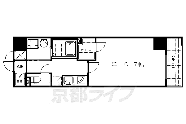 阪急電鉄京都線 大宮駅(京都) 徒歩7分 10階建 築15年(1K/4階)の間取り写真
