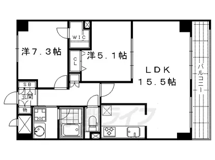 阪急電鉄京都線 大宮駅(京都) 徒歩7分 10階建 築14年(2LDK/9階)の間取り写真