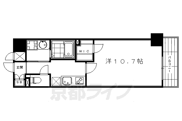 阪急電鉄京都線 大宮駅(京都) 徒歩7分 10階建 築15年(1K/2階)の間取り写真