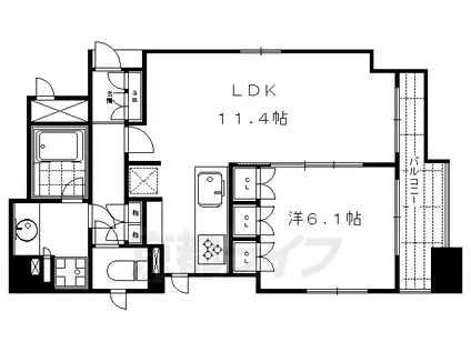 イーグルコート烏丸蛸薬師(1LDK/8階)の間取り写真