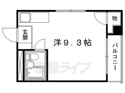 京都市東西線 京都市役所前駅 徒歩8分 3階建 築42年(ワンルーム/3階)の間取り写真
