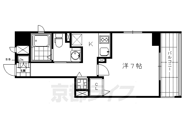 阪急電鉄京都線 大宮駅(京都) 徒歩3分 7階建 築14年(1K/6階)の間取り写真