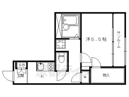阪急電鉄京都線 大宮駅(京都) 徒歩7分 2階建 築17年(1K/1階)の間取り写真