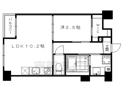 京阪電気鉄道京阪線 三条駅(京都) 徒歩8分 5階建 築14年(1LDK/4階)の間取り写真