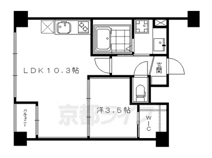 京阪電気鉄道京阪線 三条駅(京都) 徒歩8分 5階建 築13年(1LDK/3階)の間取り写真