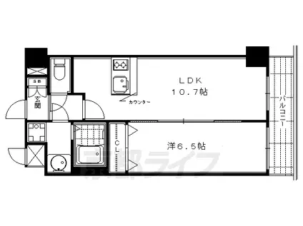 京都市烏丸線 四条駅(京都市営) 徒歩7分 10階建 築14年(1LDK/2階)の間取り写真