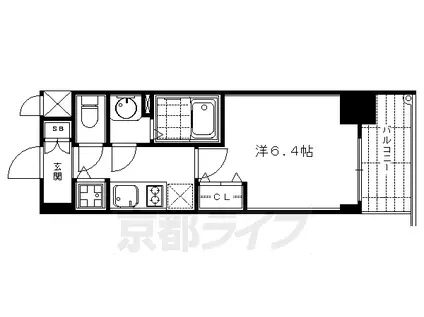京都市烏丸線 四条駅(京都市営) 徒歩7分 10階建 築13年(1K/3階)の間取り写真