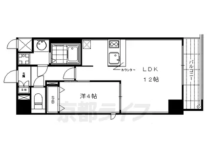 京都市烏丸線 四条駅(京都市営) 徒歩7分 10階建 築14年(1LDK/3階)の間取り写真