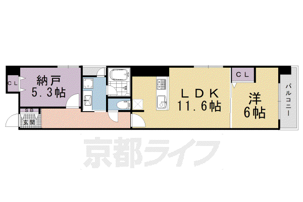 京阪電気鉄道京阪線 清水五条駅 徒歩5分 7階建 築18年(1SLDK/4階)の間取り写真