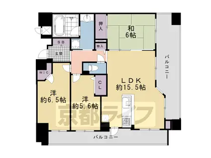 京都市烏丸線 四条駅(京都市営) 徒歩11分 15階建 築19年(3LDK/11階)の間取り写真