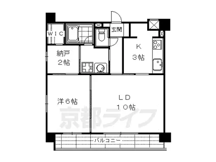 阪急電鉄京都線 大宮駅(京都) 徒歩2分 6階建 築12年(1SLDK/6階)の間取り写真
