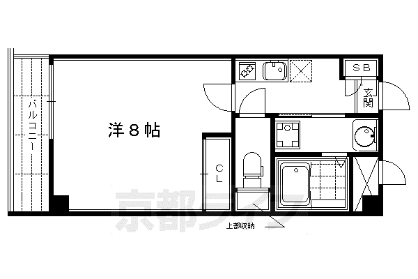 京都市烏丸線 四条駅(京都市営) 徒歩4分 5階建 築13年(1K/3階)の間取り写真