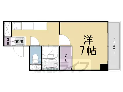 京都市烏丸線 烏丸御池駅 徒歩7分 6階建 築31年(1K/2階)の間取り写真