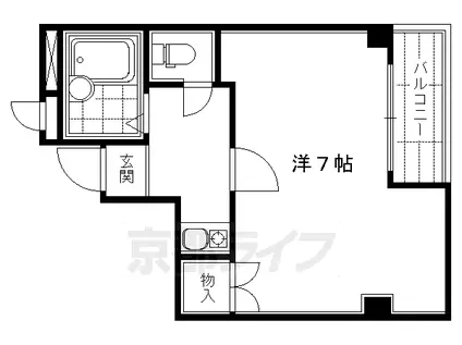 京都市東西線 二条城前駅 徒歩6分 5階建 築32年(1K/2階)の間取り写真