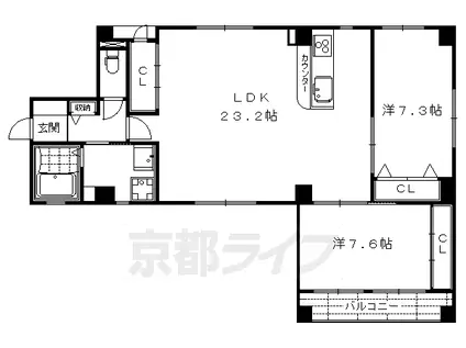 LUXESTAGE御所南(2LDK/5階)の間取り写真