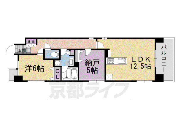 京都市烏丸線 五条駅(京都市営) 徒歩5分 5階建 築14年(1SLDK/3階)の間取り写真