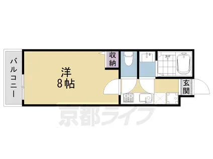 京都市東西線 東山駅(京都) 徒歩2分 3階建 築12年(1K/3階)の間取り写真
