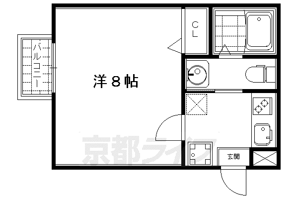 京都市烏丸線 四条駅(京都市営) 徒歩8分 4階建 築13年(1K/4階)の間取り写真