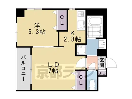 サンクチュアリ二条城(1LDK/5階)の間取り写真