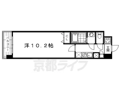 京都市烏丸線 四条駅(京都市営) 徒歩5分 10階建 築25年(1K/7階)の間取り写真