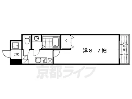 京都市烏丸線 四条駅(京都市営) 徒歩5分 10階建 築26年(1K/7階)の間取り写真