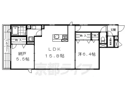 京都市烏丸線 丸太町駅(京都市営) 徒歩10分 3階建 築13年(1SLDK/2階)の間取り写真