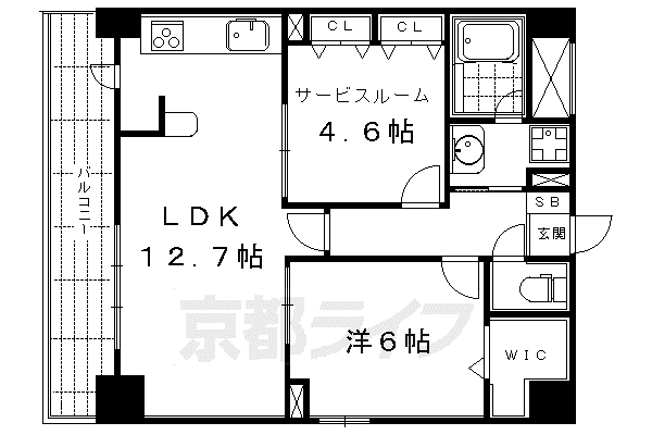 京都市烏丸線 四条駅(京都市営) 徒歩3分 8階建 築13年(1SLDK/4階)の間取り写真