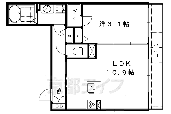 京都市烏丸線 四条駅(京都市営) 徒歩5分 3階建 築12年(1LDK/2階)の間取り写真