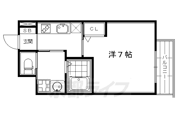京都市東西線 二条城前駅 徒歩4分 3階建 築12年(1K/1階)の間取り写真