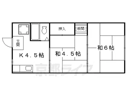 京都市烏丸線 九条駅(京都) 徒歩10分 4階建 築60年(2DK/2階)の間取り写真