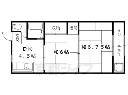 京都市烏丸線 九条駅(京都) 徒歩10分 4階建 築61年(2DK/3階)の間取り写真