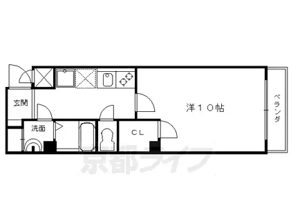 東海道本線 京都駅 徒歩7分 4階建 築15年(1K/2階)の間取り写真