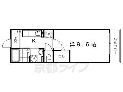 近鉄京都線 上鳥羽口駅 徒歩7分 3階建 築15年(1K/1階)の間取り写真
