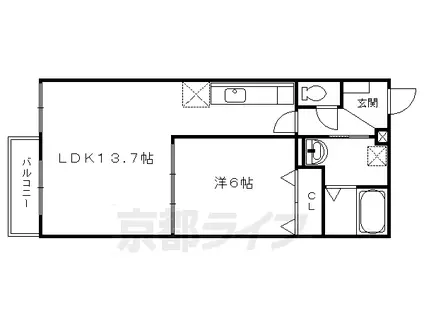 京阪電気鉄道京阪線 清水五条駅 徒歩4分 2階建 築15年(1LDK/1階)の間取り写真