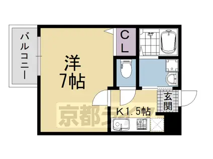 京都市烏丸線 五条駅(京都市営) 徒歩10分 3階建 築14年(1K/3階)の間取り写真